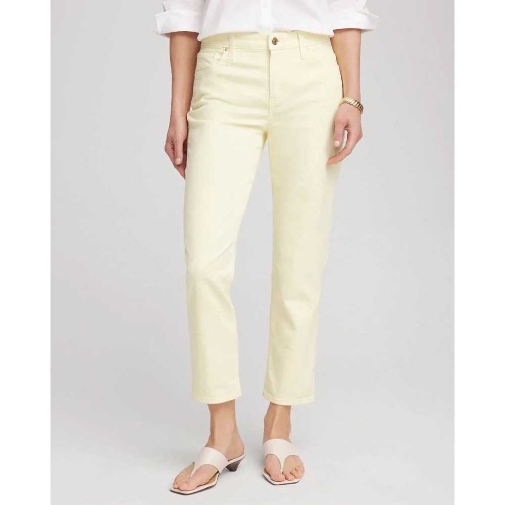 Jones New York Jeans Soho Ankle Pant Lemon Yellow Slim Fit Size 6